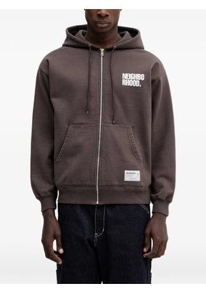Neighborhood logo-print zip-up hoodie - Brown