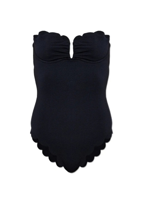 Marysia Lisbon scalloped-edge strapless swimsuit - Black