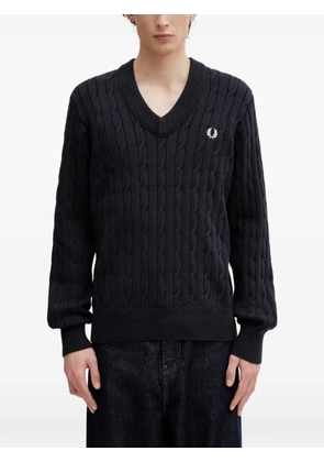 Fred Perry cable-knit V-neck sweater - Blue