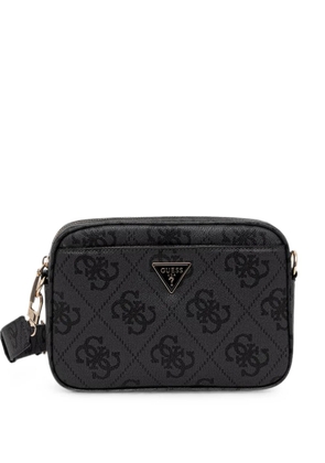 GUESS USA monogram-print logo-plaque shoulder bag - Black