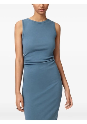 AllSaints boat neck ruched slim fit sleeveless dress - Blue