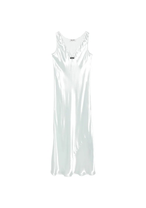 Miu Miu logo-patch satin maxi dress - Blue