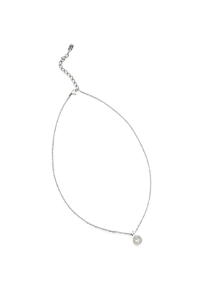 Karl Lagerfeld logo-engraved crystal-embellished pendant necklace - Silver