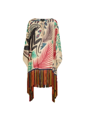 ETRO x Tabby Booth fringed graphic-print mini dress - Neutrals