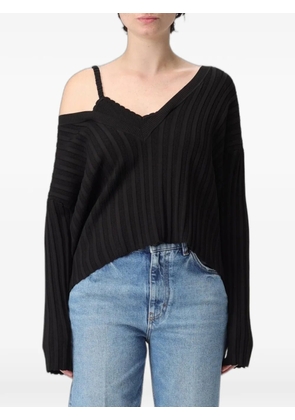MOSCHINO JEANS cold-shoulder ribbed sweater - Black