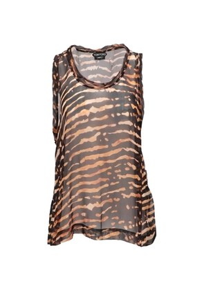 TOM FORD tiger-print sleeveless top - Brown