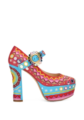 Moschino embroidered mirror-embellished platform pumps