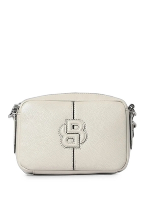BOSS logo-plaque pebbled-effect shoulder bag - Neutrals