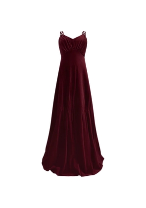 Moschino velvet-effect pleated maxi dress - Red