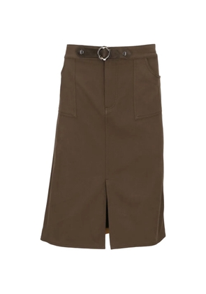 TOM FORD belted-waist front-slit midi skirt - Brown