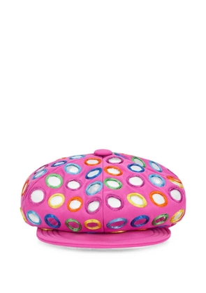 Moschino mirror-embellished beret - Pink