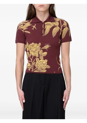 Moschino floral-jacquard polo top - Red