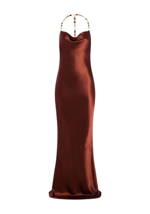 Retrofete Finley cowl-neck beaded-strap maxi dress - Brown