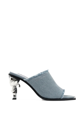 Karl Lagerfeld logo-detail frayed heeled sandals - Blue
