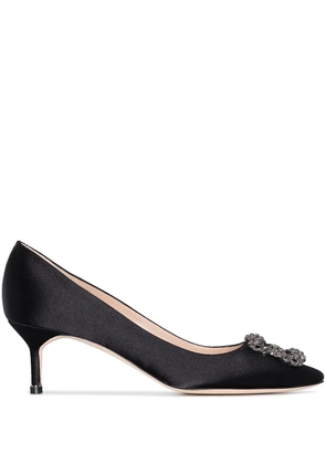 Manolo Blahnik Hangisi crystal-buckle heeled pumps - Black