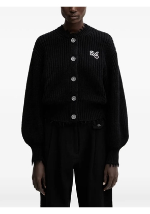 WRSTBHVR Blair distressed-effect logo-patch cardigan - Black