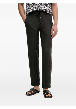 Karl Lagerfeld drawstring-waist straight-leg linen trousers - Black