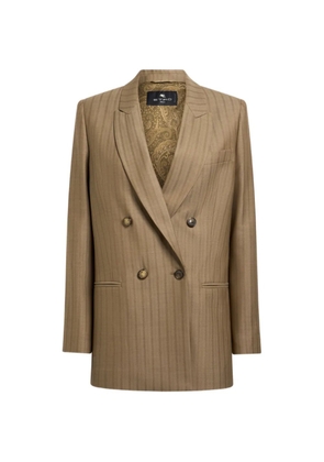 ETRO double-breasted wool jacquard jacket with striped pattern - Neutrals