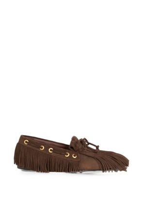 ETRO suede boat loafers with fringing - Brown