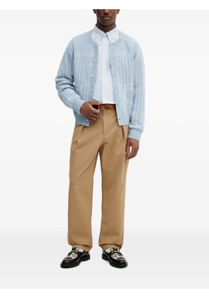 Kenzo Trompe L'oeil pinstripe-pattern intarsia-knit cardigan - Blue