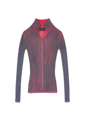Giorgio Armani ribbed-knit long-sleeve top - Grey