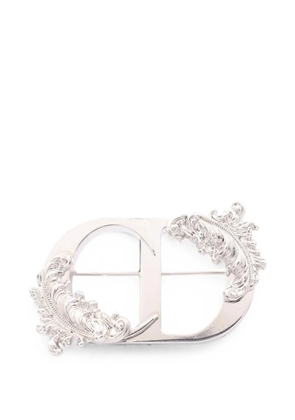 Christian Dior Pre-Owned 2010s CD logo feather brooch - Silver