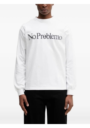 NO PROBLEMO logo-print long-sleeve relaxed fit T-shirt - White