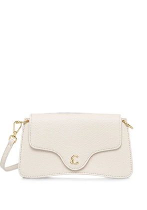 Coccinelle C-Me logo-plaque pebbled-calf leather shoulder bag - Neutrals