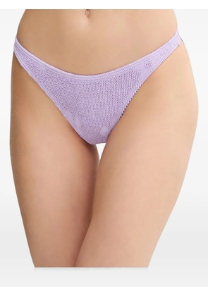 Bond-eye floral-jacquard crinkle-effect bikini bottoms - Purple