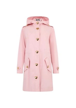 Moschino heart-button hooded parka coat - Pink