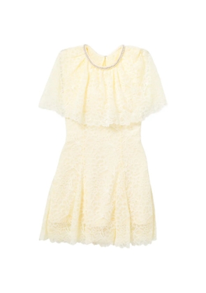 Self-Portrait crystal-embellished lace mini dress - Yellow