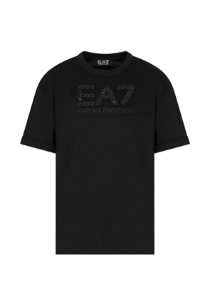Ea7 Emporio Armani sequin-embellished logo T-shirt - Black