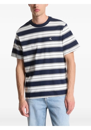 Calvin Klein striped logo-embroidered T-shirt - Blue