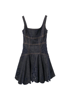 Self-Portrait broderie-anglaise panelled mini dress - Blue