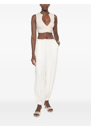 Elisabetta Franchi ribbed-knit crossover top - Neutrals