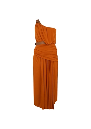 Alberta Ferretti belted one-shoulder midi dress - Orange