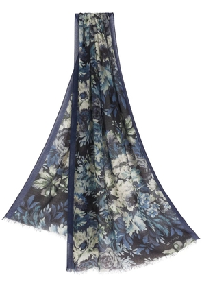 ETRO floral-print cashmere scarf - Blue