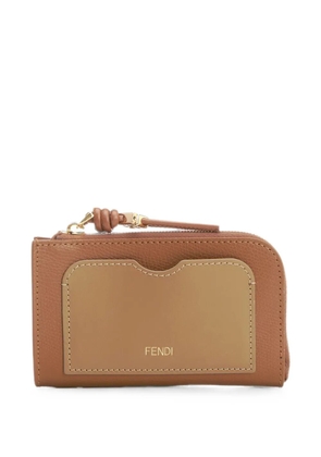 FENDI FF Diamonds leather card holder - Brown