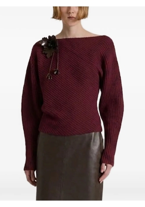 Alberta Ferretti floral-applique ribbed-knit sweater - Red