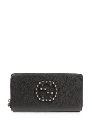 Gucci Pre-Owned studded GG-Interlocking zip wallet - Black