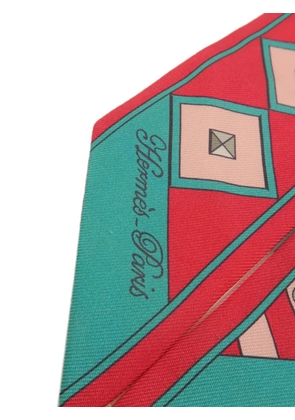Hermès Pre-Owned Twilly dog-print silk scarf - Pink