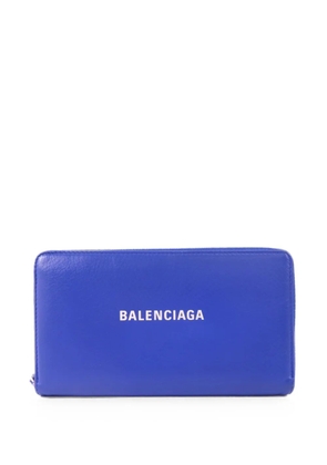 Balenciaga Pre-Owned logo-print leather long wallet - Blue