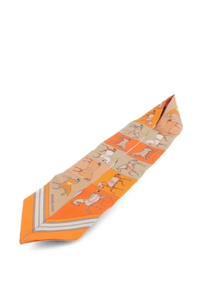 Hermès Pre-Owned Twilly horse-print silk scarf - Orange