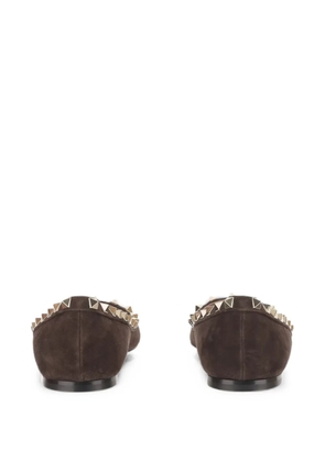 Valentino Garavani Rockstud pointed-toe ballet flats - Brown
