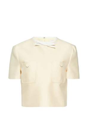 Self-Portrait bow-detail cropped top - Yellow