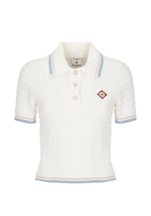 Casablanca waffle-knit logo-patch polo top - White