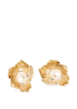 ERDEM flower-motif pearl-embellished earrings - Gold