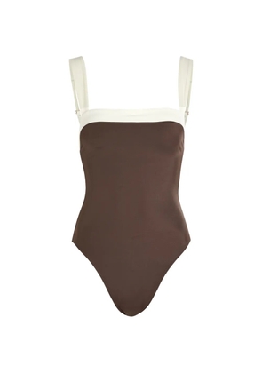 AWAY THAT DAY Grenada colour-block square-neck swimsuit - Brown