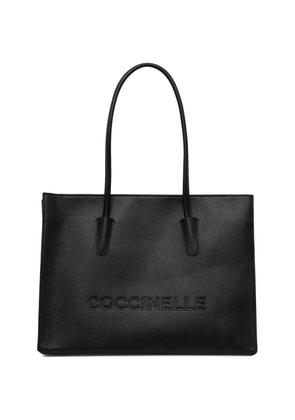 Coccinelle grained-leather debossed-logo tote bag - Black