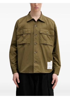 Neighborhood logo-patch flap-pocket shirt - Green